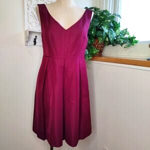 J.Crew Burgundy 'Kami' V-Neck Fit & Flare Dress Classic Faille Size 10